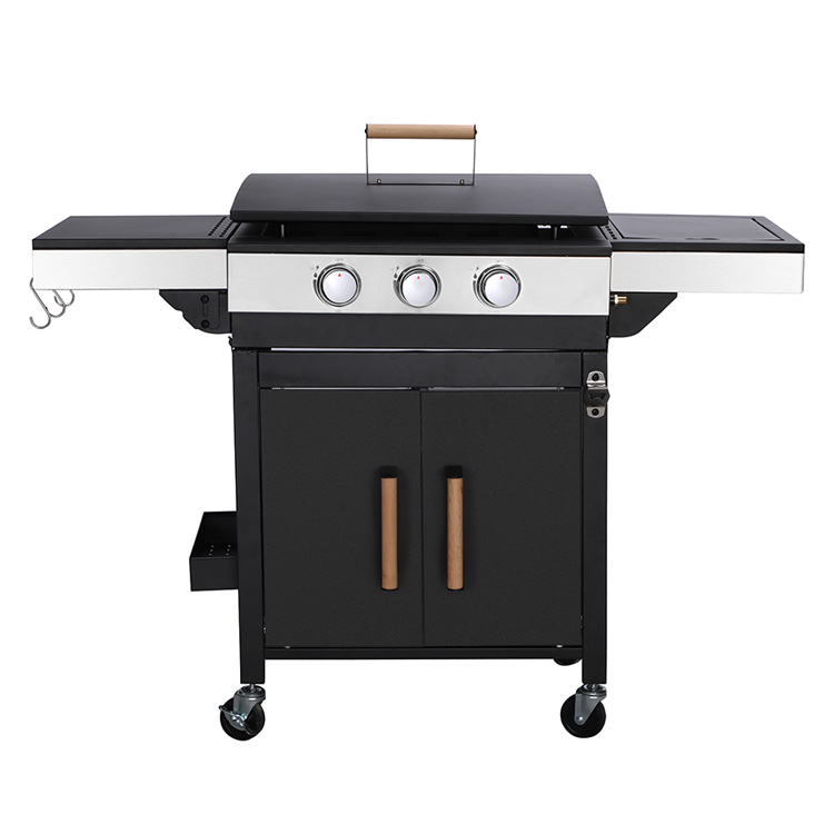 Plancha BBQ cu 2 arzatoare cu carucior